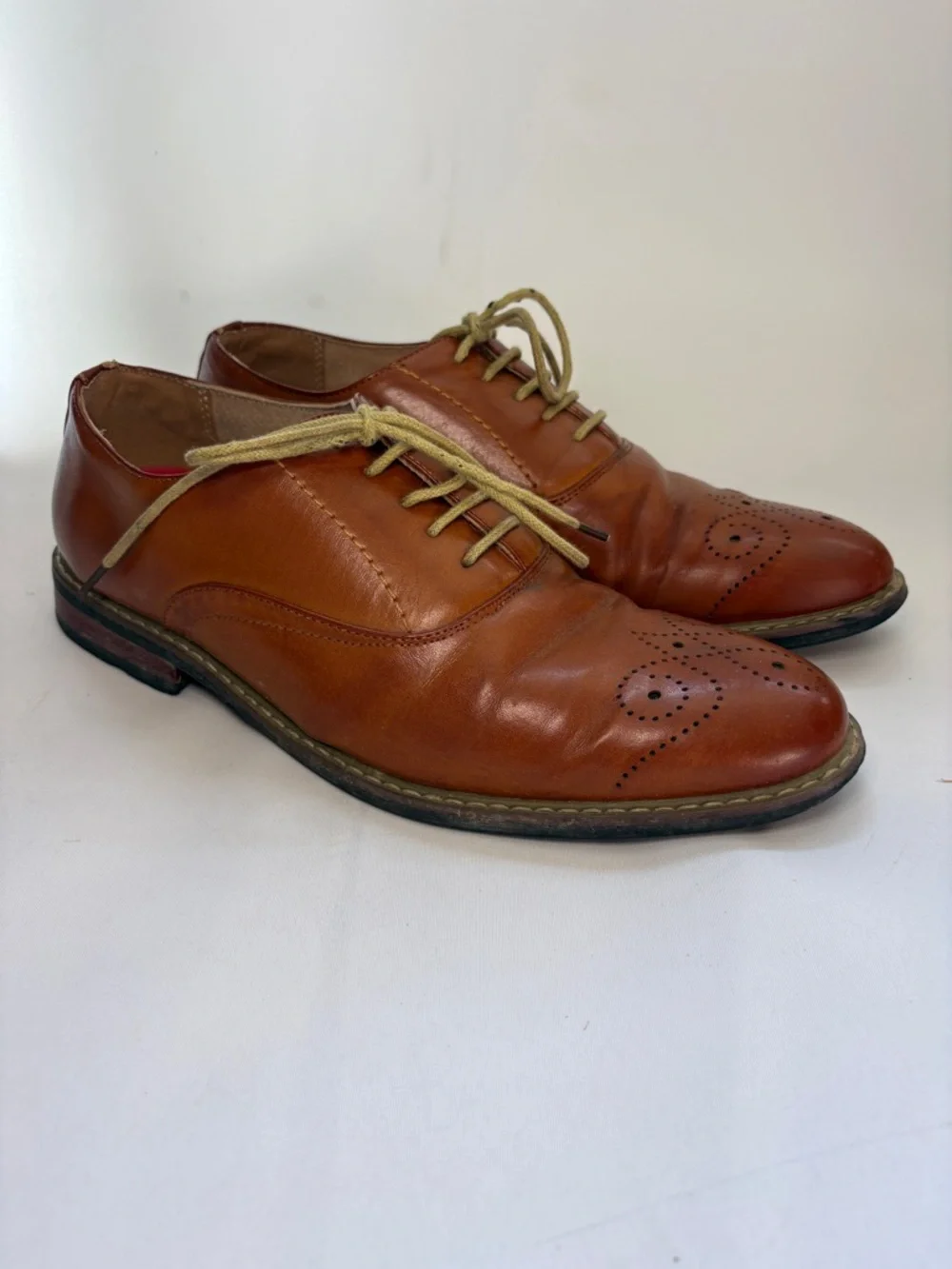 Bruno Marc Men's Brown Leather Wingtip Derbys with‎ Perforated Toe Size 8